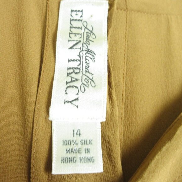 Ellen Tracy Vintage Silk Dress Size 14 Camel - Picture 6 of 14